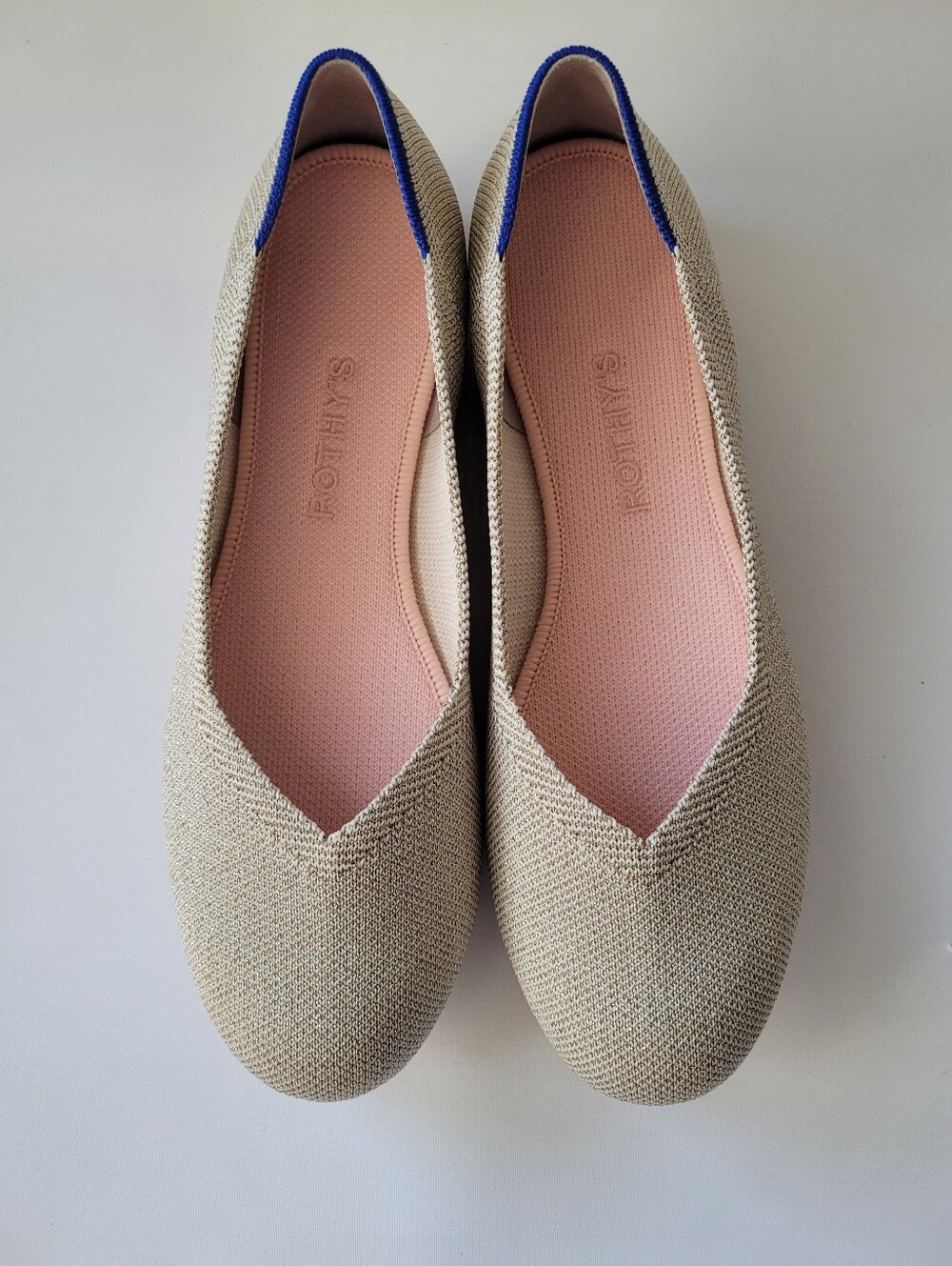 Rothy's The Flat Light Gold Metallic Slip-On Flats US Size W8.5